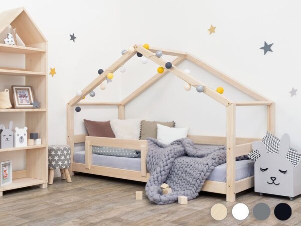 Lit cabane enfant en bois massif naturel 120 x 200 cm