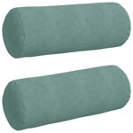 vidaXL Coussins d'accent 2 Pièces Vert Mer Ø 25 x 70 cm