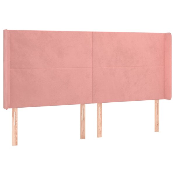 vidaXL Tête de lit avec oreilles Rose 203x16x118/128 cm Velours