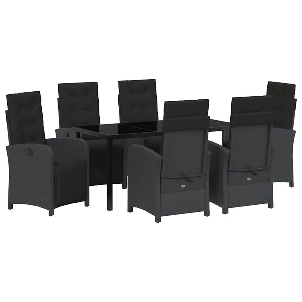 vidaXL Ensemble de salle à manger pour jardin 7 Pièces Noir polyrotin