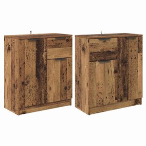 vidaXL Buffets 2 Pièces Bois Ancien 60 x 30 x 70 cm Bois d'ingénierie
