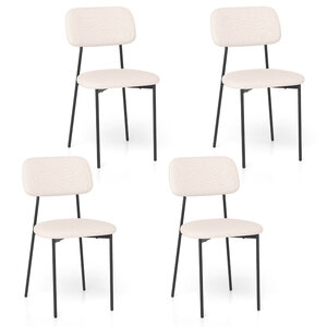 Lot de 4 chaises modernes pour salle à manger 44 x 49 x 78 cm assise ergonomique tissu lin beige et pieds métalliques noirs 20_0017153