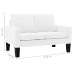 vidaXL Canapé à 2 places Blanc Similicuir