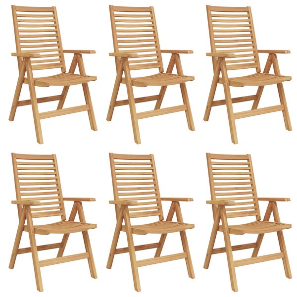 Chaises de jardin vidaXL pliantes 6 Pièces en teck massif