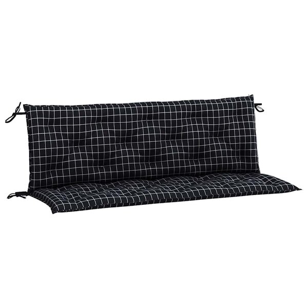 vidaXL Coussins de banc de jardin lot de 2 carreaux noir 150x50x7 cm