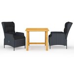 vidaXL Ensemble à manger de jardin 3 Pièces Gris foncé