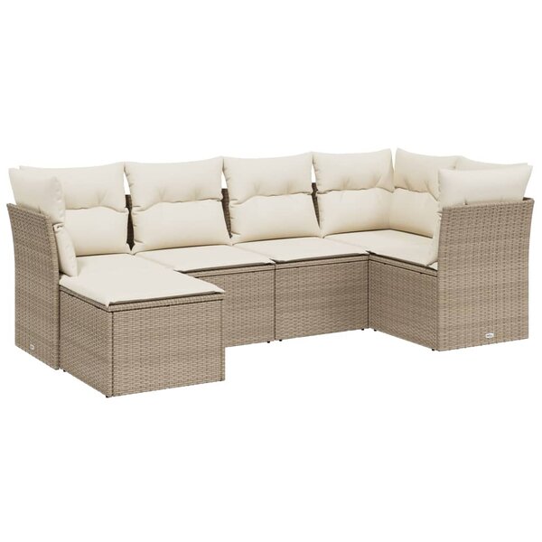 vidaXL Salon de jardin avec coussins 6 Pièces beige résine tressée