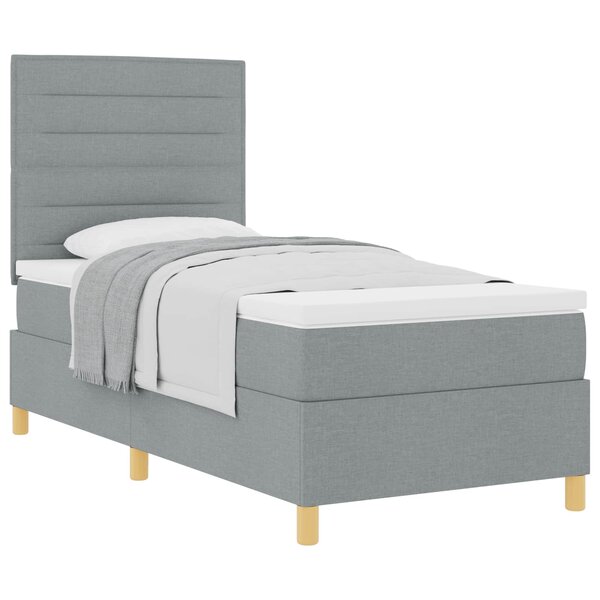 vidaXL Lit à ressorts avec matelas Gris clair 90 x 200 cm tissu