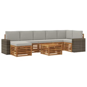 vidaXL Ensemble de canapés d'extérieur 8 Pièces Naturel et gris clair