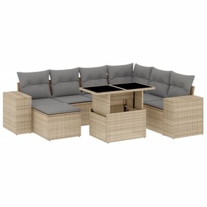 vidaXL Salon de jardin avec coussins 8 Pièces beige résine tressée