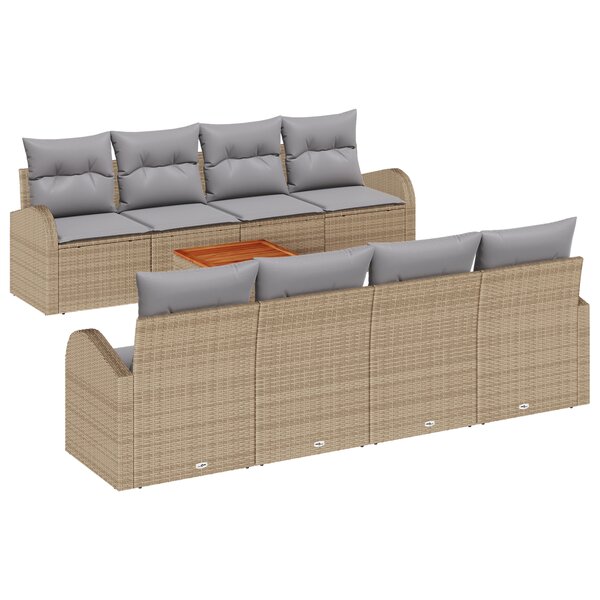 vidaXL Ensemble de canapé de jardin 9 Pièces Beige  gris clair 5 places