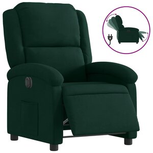 vidaXL Fauteuil inclinable électrique vert foncé velours