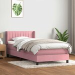 vidaXL Sommier à lattes de lit avec matelas rose 90x220 cm velours