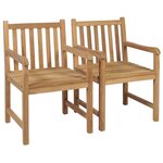 vidaXL Chaises de jardin lot de 2 et coussins gris Bois de teck massif