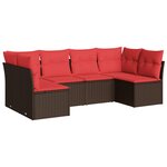 vidaXL Salon de jardin 6 Pièces avec coussins marron résine tressée