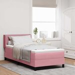 vidaXL Lit à ressorts avec matelas noir 100x200 cm en velours Rose