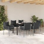 vidaXL Ensemble de salle à manger pour jardin 7 Pièces Noir Poly rotin