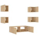 vidaXL Meuble TV muraux 5 Pièces avec lumières LED chêne sonoma