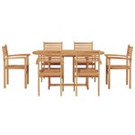 vidaXL Ensemble de salle à manger pour jardin 7 Pièces Marron