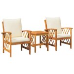 vidaXL Ensemble de canapé de jardin 3 Pièces Marron Bois d'acacia massif