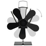 vidaXL Ventilateur de poêle alimenté par chaleur 5 pales Noir
