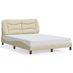 vidaXL Cadre de lit avec lumières LED crème 120x200 cm tissu