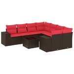 vidaXL Salon de jardin avec coussins 9 Pièces marron résine tressée