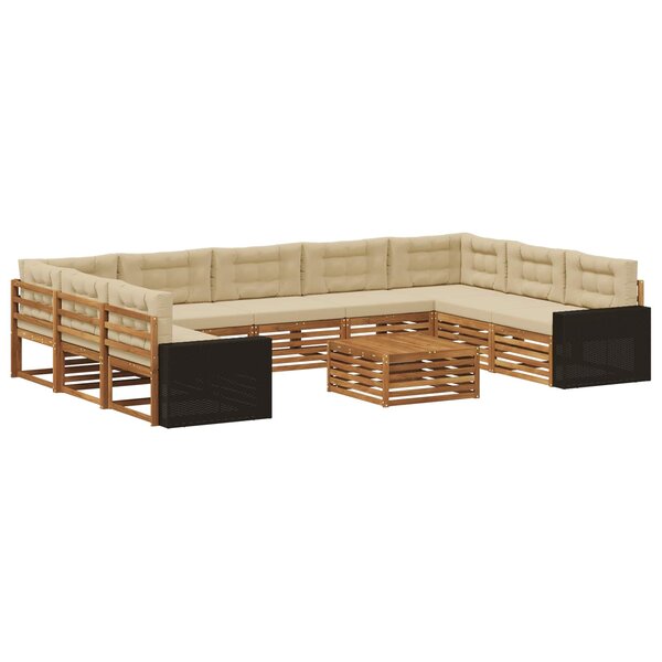 vidaXL Ensemble de canapés d'extérieur 10 Pièces Naturel et Beige