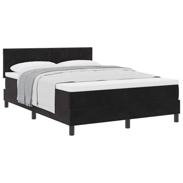 vidaXL Lit à ressorts avec matelas Noir 140 x 190 cm Velours