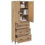 vidaXL Haut Armoire 2 Pièces Chêne artisanal Bois Aggloméré et Verre
