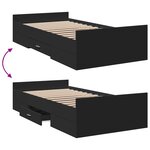 vidaXL Cadre de lit avec tiroirs noir 100x200 cm bois d'ingénierie
