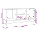 vidaXL Meuble TV avec portes en verre chêne marron 102x37x50 cm