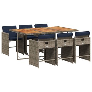 vidaXL Ensemble à manger de jardin 7 Pièces coussins gris résine tressée