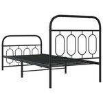 vidaXL Cadre de lit métal sans matelas avec pied de lit noir 90x200 cm