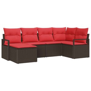 vidaXL Ensemble de Canapés avec coussin 6 Pièces Marron polyrotin