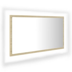 vidaXL Miroir LED de salle de bain Chêne sonoma 80x8 5x37 cm Acrylique