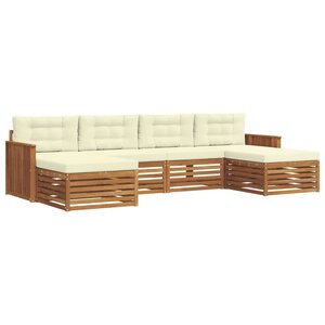 vidaXL Ensemble de canapés d'extérieur 6 pc Naturel et Crème