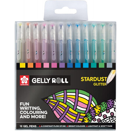 Lot de 12 stylos gel stardust glitter - sakura