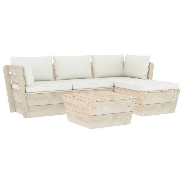 vidaXL Salon de jardin palette 5 Pièces avec coussins bois d'épicéa