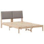 vidaXL Cadre de lit Marron et taupe 160 x 200 cm Bois massif en pin