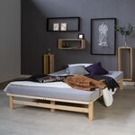 Lit double 140x200 matelas bois naturel