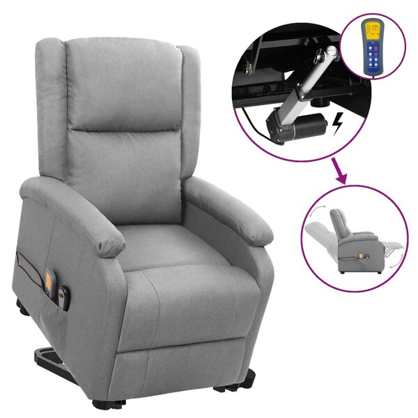 Vidaxl fauteuil releveur inclinable de massage gris clair tissu