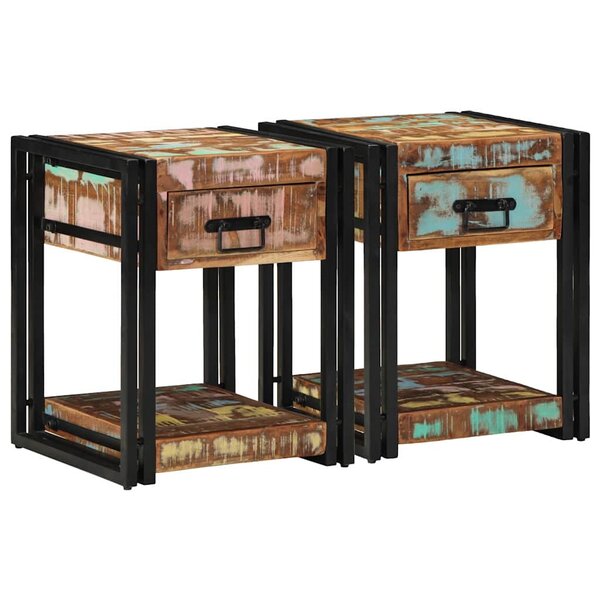 vidaXL Cabinet de chevet avec tiroir 2 Pièces Multicolore 40 x 40 x 50 cm