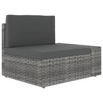 vidaXL Salon de jardin 9 Pièces avec coussins Gris Résine tressée