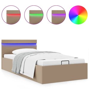 vidaXL Cadre de lit à rangement et LED Cappuccino Similicuir 100x200cm