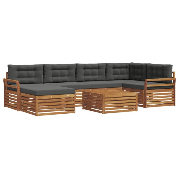 vidaXL Ensemble de canapés d'extérieur 7 Pièces Naturel et Anthracite
