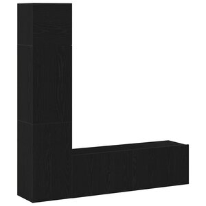 vidaXL Ensemble TV mural 3 pièces en bois d'ingénierie noir chêne de