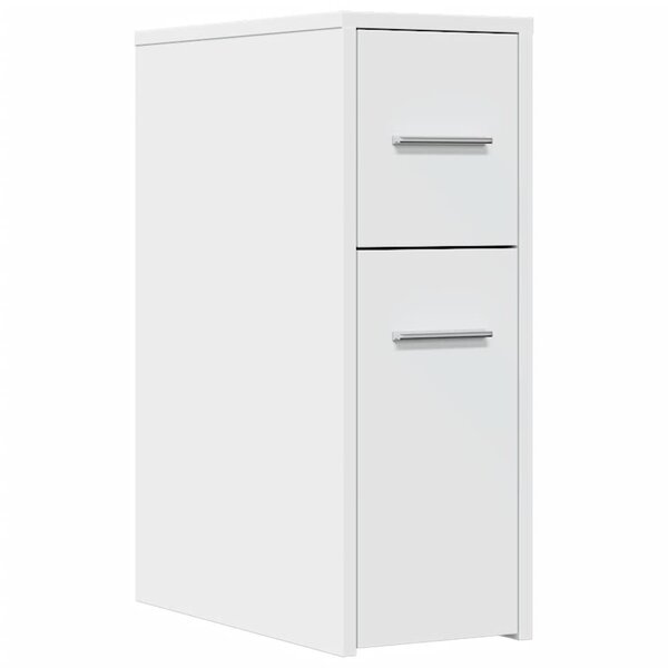 vidaXL Armoire de salle de bain étroite avec roulettes blanc