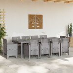 vidaXL Ensemble de salle à manger pour jardin 11 Pièces Gris clair