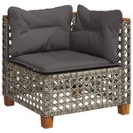vidaXL Canapé d'angle de jardin avec coussins gris résine tressée
